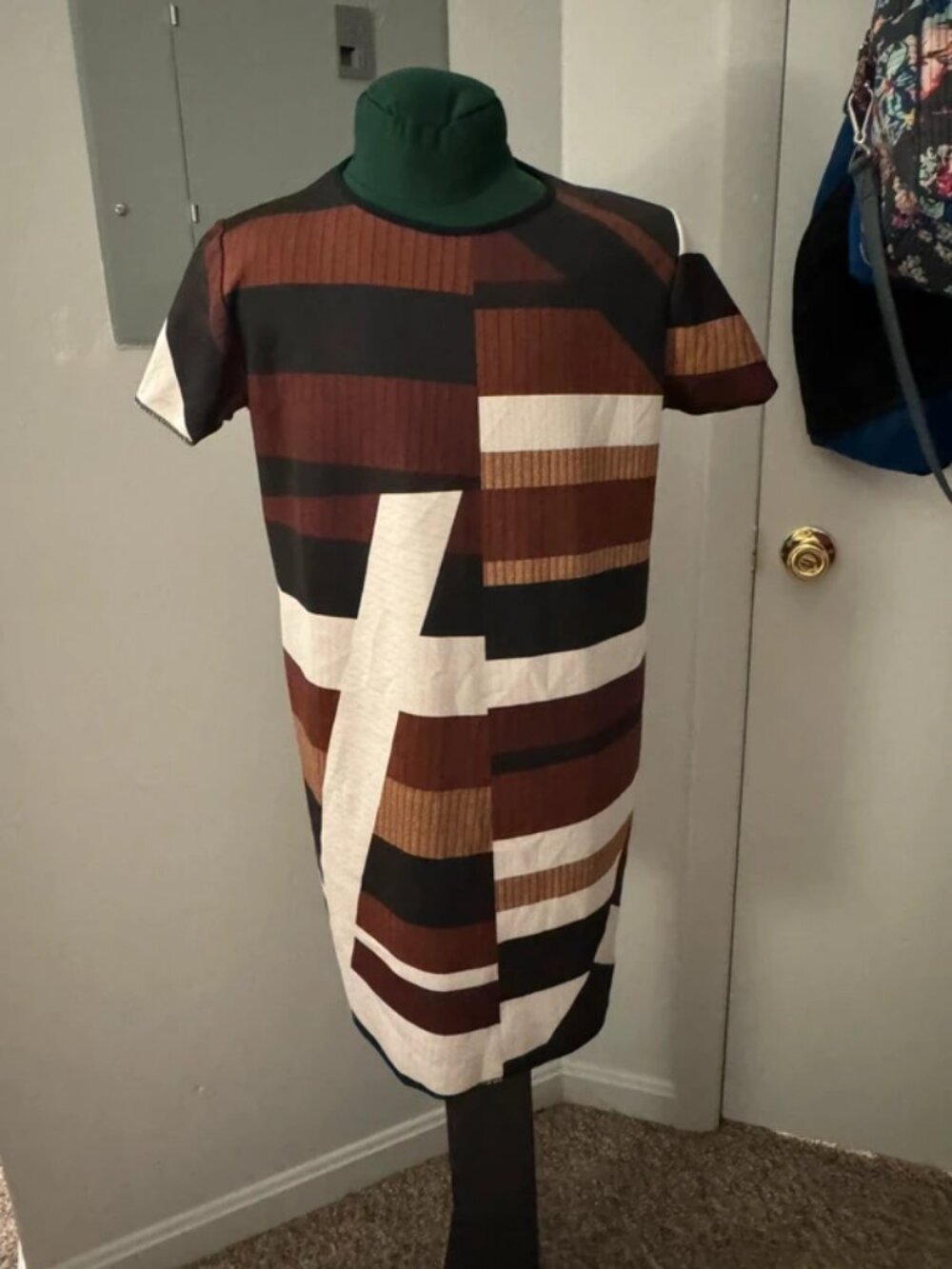 Brown and White Tshirt Dress